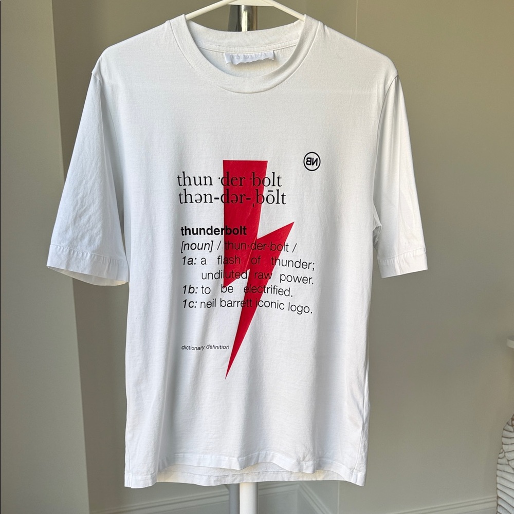 Neil Barrett White Thunderbolt Graphic T-Shirt men’s XS